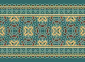 pixel attraversare punto tradizionale etnico modello paisley fiore ikat sfondo astratto azteco africano indonesiano indiano senza soluzione di continuità modello per tessuto Stampa stoffa vestito tappeto le tende e sarong vettore