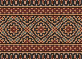 pixel attraversare punto tradizionale etnico modello paisley fiore ikat sfondo astratto azteco africano indonesiano indiano senza soluzione di continuità modello per tessuto Stampa stoffa vestito tappeto le tende e sarong vettore