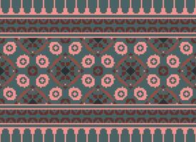 pixel attraversare punto tradizionale etnico modello paisley fiore ikat sfondo astratto azteco africano indonesiano indiano senza soluzione di continuità modello per tessuto Stampa stoffa vestito tappeto le tende e sarong vettore