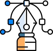 penna attrezzo pieno metà tagliare icona vettore