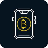 bitcoin linea giallo bianca icona vettore