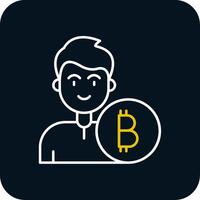 bitcoin linea giallo bianca icona vettore