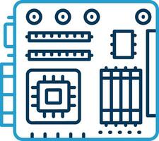 scheda madre linea blu Due colore icona vettore