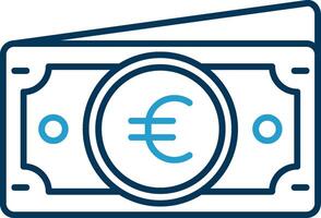 Euro linea blu Due colore icona vettore