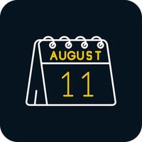 11 ° di agosto linea giallo bianca icona vettore