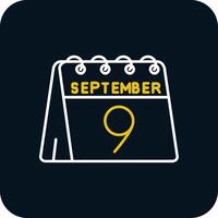 9 ° di settembre linea giallo bianca icona vettore