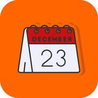 23 di dicembre pieno arancia sfondo icona vettore