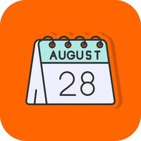 28th di agosto pieno arancia sfondo icona vettore