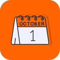 1 ° di ottobre pieno arancia sfondo icona vettore