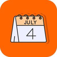 4 ° di luglio pieno arancia sfondo icona vettore