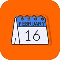16 ° di febbraio pieno arancia sfondo icona vettore
