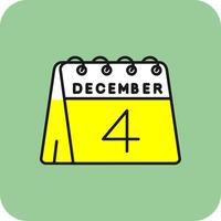 4 ° di dicembre pieno giallo icona vettore