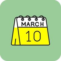 10 ° di marzo pieno giallo icona vettore