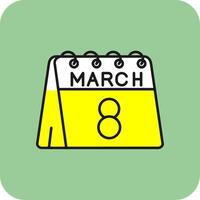 8 ° di marzo pieno giallo icona vettore