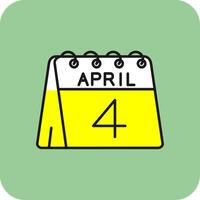 4 ° di aprile pieno giallo icona vettore
