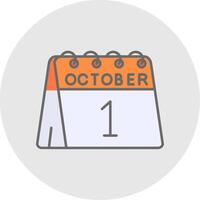 1 ° di ottobre linea pieno leggero cerchio icona vettore