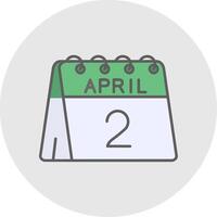 2 ° di aprile linea pieno leggero cerchio icona vettore