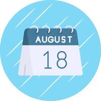 18 ° di agosto piatto blu cerchio icona vettore
