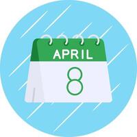 8 ° di aprile piatto blu cerchio icona vettore