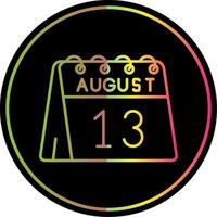 13 ° di agosto linea pendenza dovuto colore icona vettore