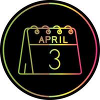3 ° di aprile linea pendenza dovuto colore icona vettore