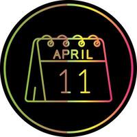 11 ° di aprile linea pendenza dovuto colore icona vettore