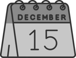 15 di dicembre linea pieno in scala di grigi icona vettore