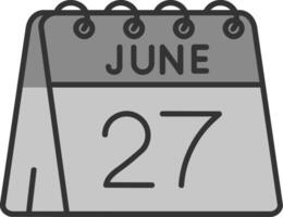 27th di giugno linea pieno in scala di grigi icona vettore