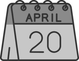 20 di aprile linea pieno in scala di grigi icona vettore