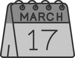 17 ° di marzo linea pieno in scala di grigi icona vettore
