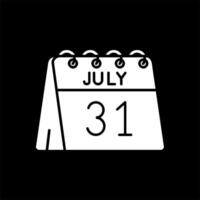 31st di luglio glifo rovesciato icona vettore