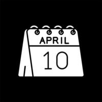 10 ° di aprile glifo rovesciato icona vettore