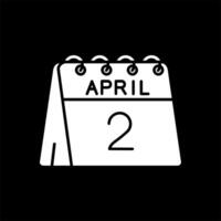 2 ° di aprile glifo rovesciato icona vettore