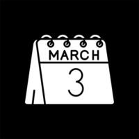 3 ° di marzo glifo rovesciato icona vettore