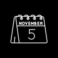 5 ° di novembre linea rovesciato icona vettore