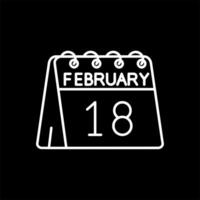 18 ° di febbraio linea rovesciato icona vettore