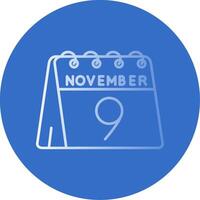 9 ° di novembre pendenza linea cerchio icona vettore