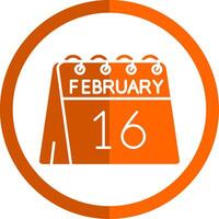 16 ° di febbraio glifo arancia cerchio icona vettore
