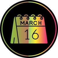 16 ° di marzo glifo dovuto colore icona vettore