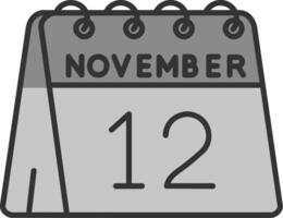 12 ° di novembre linea pieno in scala di grigi icona vettore