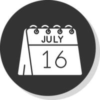 16 ° di luglio glifo grigio cerchio icona vettore