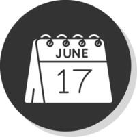 17 ° di giugno glifo grigio cerchio icona vettore