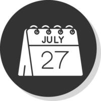 27th di luglio glifo grigio cerchio icona vettore
