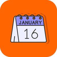 16 ° di gennaio pieno arancia sfondo icona vettore