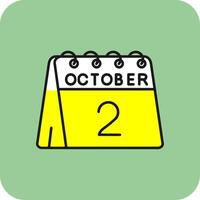 2 ° di ottobre pieno giallo icona vettore