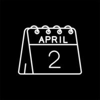 2 ° di aprile linea rovesciato icona vettore