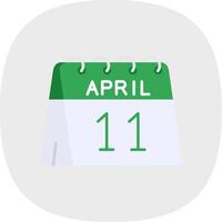 11 ° di aprile piatto curva icona vettore