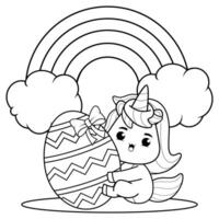 Pasqua unicorno colorazione pagina per bambini vettore