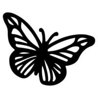 ai generato farfalla contorni scarabocchio sagome elemento vettore illustrazione su bianca sfondo uno continuo nero linea mano disegno di monarca farfalla volante