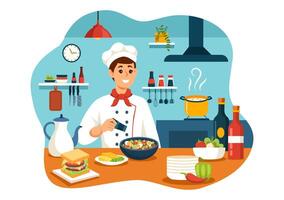francese cucina ristorante vettore illustrazione con vario tradizionale o nazionale cibo piatto di Francia su piatto stile cartone animato sfondo